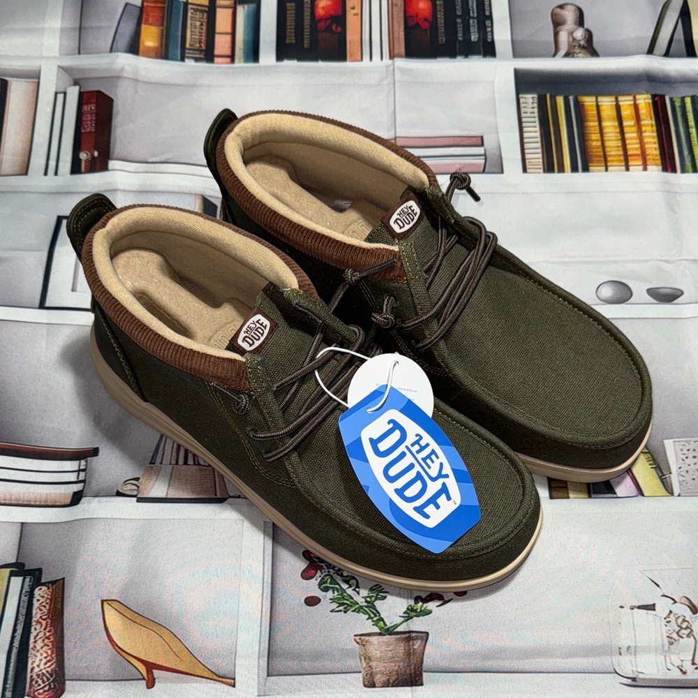 Hey Dude Men's Olive Slip-On Mid Gripr Workwear (Water Resistant)